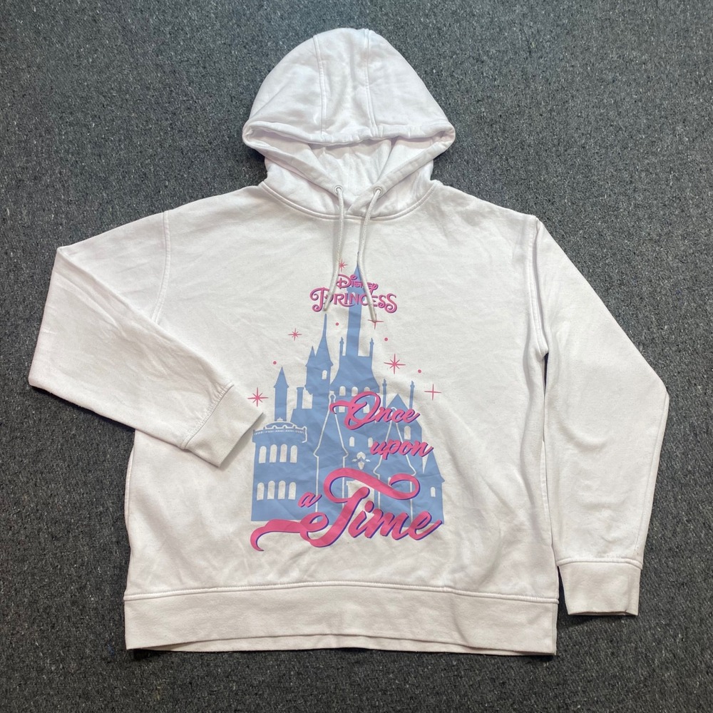 Disney Princess Hoodie Sz M Womens White Streetwear Once Upon a Time Castle